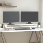 Suport pentru monitor, alb, 100x27x14 cm, lemn masiv pin GartenMobel Dekor