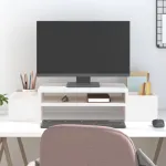 Suport pentru monitor, alb, 70x27,5x15 cm, lemn masiv pin GartenMobel Dekor