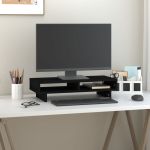 Suport pentru monitor, negru, 60x27x14 cm, lemn masiv de pin GartenMobel Dekor