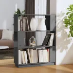 Bibliotecă/Separator cameră, gri, 80x25x101 cm lemn masiv pin GartenMobel Dekor