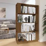 Bibliotecă/Separator cameră maro miere, 80x25x132 cm lemn pin GartenMobel Dekor