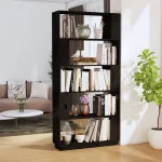 Bibliotecă/Separator cameră negru 80x25x163,5 cm lemn masiv pin GartenMobel Dekor