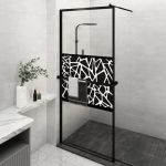 Paravan duș walk-in cu raft negru 100x195cm sticlă ESG/aluminiu GartenMobel Dekor