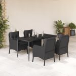 Set mobilier de grădină cu perne, 5 piese, negru, poliratan GartenMobel Dekor