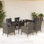 Set mobilier de grădină cu perne, 7 piese, gri, poliratan GartenMobel Dekor