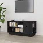 Comodă TV, negru, 80x35x40,5 cm, lemn masiv de pin GartenMobel Dekor