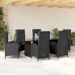 Set mobilier de grădină cu perne, 7 piese, negru, poliratan GartenMobel Dekor