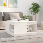Măsuță de cafea, alb, 60x61x32,5 cm, lemn masiv de pin GartenMobel Dekor