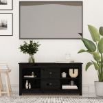 Comodă TV, negru, 103x36,5x52 cm, lemn masiv de pin GartenMobel Dekor