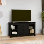 Comodă TV, negru, 103x36,5x52 cm, lemn masiv de pin GartenMobel Dekor