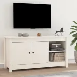 Comodă TV, alb, 103x36,5x52 cm, lemn masiv de pin GartenMobel Dekor