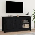 Comodă TV, negru, 103x36,5x52 cm, lemn masiv de pin GartenMobel Dekor