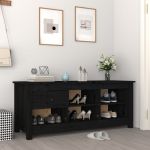 Dulap pentru pantofi, negru, 110x38x45,5 cm, lemn masiv pin GartenMobel Dekor