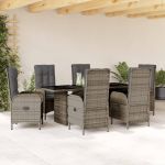 Set mobilier de grădină cu perne, 7 piese, gri, poliratan GartenMobel Dekor