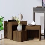 Mese suprapuse, 3 buc, stejar maro, lemn prelucrat GartenMobel Dekor