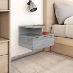 Noptiere plutitoare 2 buc. gri sonoma 40x31x27 cm lemn GartenMobel Dekor