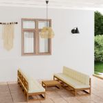 Set mobilier de grădină cu perne, 9 piese, lemn masiv de pin GartenMobel Dekor