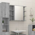 Dulap de baie cu oglindă gri sonoma 80x20,5x64 cm lemn compozit GartenMobel Dekor