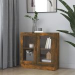 Dulap cu vitrină, stejar fumuriu 82,5x30,5x80 cm lemn prelucrat GartenMobel Dekor