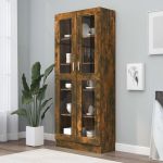 Dulap vitrină stejar fumuriu 82,5x30,5x185,5 cm lemn prelucrat GartenMobel Dekor