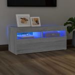 Comodă TV cu lumini LED, gri sonoma, 90x35x40 cm GartenMobel Dekor