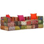 Canapea puf modulară cu 3 locuri, petice, material textil GartenMobel Dekor