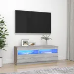 Comodă TV cu lumini LED, gri sonoma, 100x35x40 cm GartenMobel Dekor
