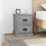 Noptiere, 2 buc, gri beton, 39x39x47,5 cm, lemn prelucrat GartenMobel Dekor