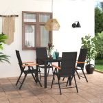 Set mobilier de grădină, 5 piese, negru și maro GartenMobel Dekor