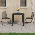 Set mobilier de grădină, 3 piese, negru, ratan PVC GartenMobel Dekor