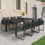 Set mobilier masă de grădină, 7 piese, negru, ratan PVC GartenMobel Dekor