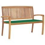 Bancă de grădină stivuibilă cu pernă, 128,5 cm, lemn masiv tec GartenMobel Dekor