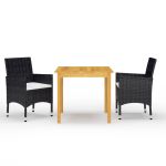 Set mobilier de grădină, 3 piese, negru GartenMobel Dekor