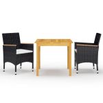 Set mobilier de grădină, 3 piese, negru GartenMobel Dekor