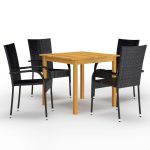 Set mobilier de grădină, 5 piese, negru GartenMobel Dekor