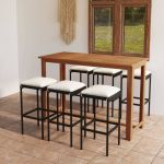 Set mobilier bar de grădină cu perne, 7 piese, negru GartenMobel Dekor