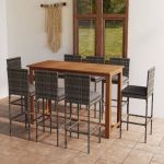 Set mobilier bar de grădină cu perne, 9 piese, gri GartenMobel Dekor