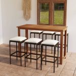 Set mobilier de bar de grădină cu perne, 7 piese, maro GartenMobel Dekor
