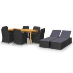 Set mobilier pentru grădină, 9 piese, negru GartenMobel Dekor