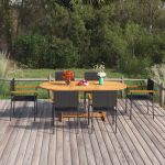 Set mobilier de grădină, 7 piese, negru, poliratan GartenMobel Dekor