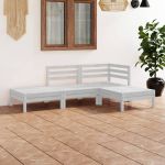 Set mobilier de grădină, 4 piese, alb, lemn masiv de pin GartenMobel Dekor