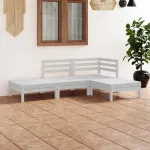 Set mobilier de grădină, 4 piese, alb, lemn masiv de pin GartenMobel Dekor