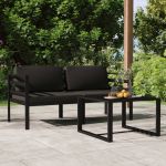 Set mobilier de grădină cu perne, 3 piese, antracit, aluminiu GartenMobel Dekor