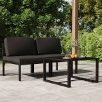 Set mobilier de grădină cu perne, 3 piese, antracit, aluminiu GartenMobel Dekor