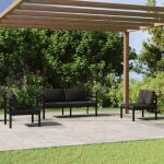 Set mobilier de grădină cu perne, 4 piese, antracit, aluminiu GartenMobel Dekor