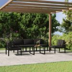 Set mobilier de grădină cu perne, 6 piese, antracit, aluminiu GartenMobel Dekor