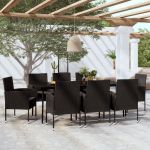 Set mobilier pentru grădină, 9 piese, negru GartenMobel Dekor