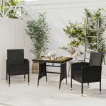 Set mobilier de exterior, 3 piese, negru, poliratan GartenMobel Dekor