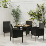 Set mobilier de exterior, 5 piese, negru, poliratan GartenMobel Dekor
