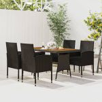 Set mobilier de exterior, 5 piese, negru, poliratan GartenMobel Dekor